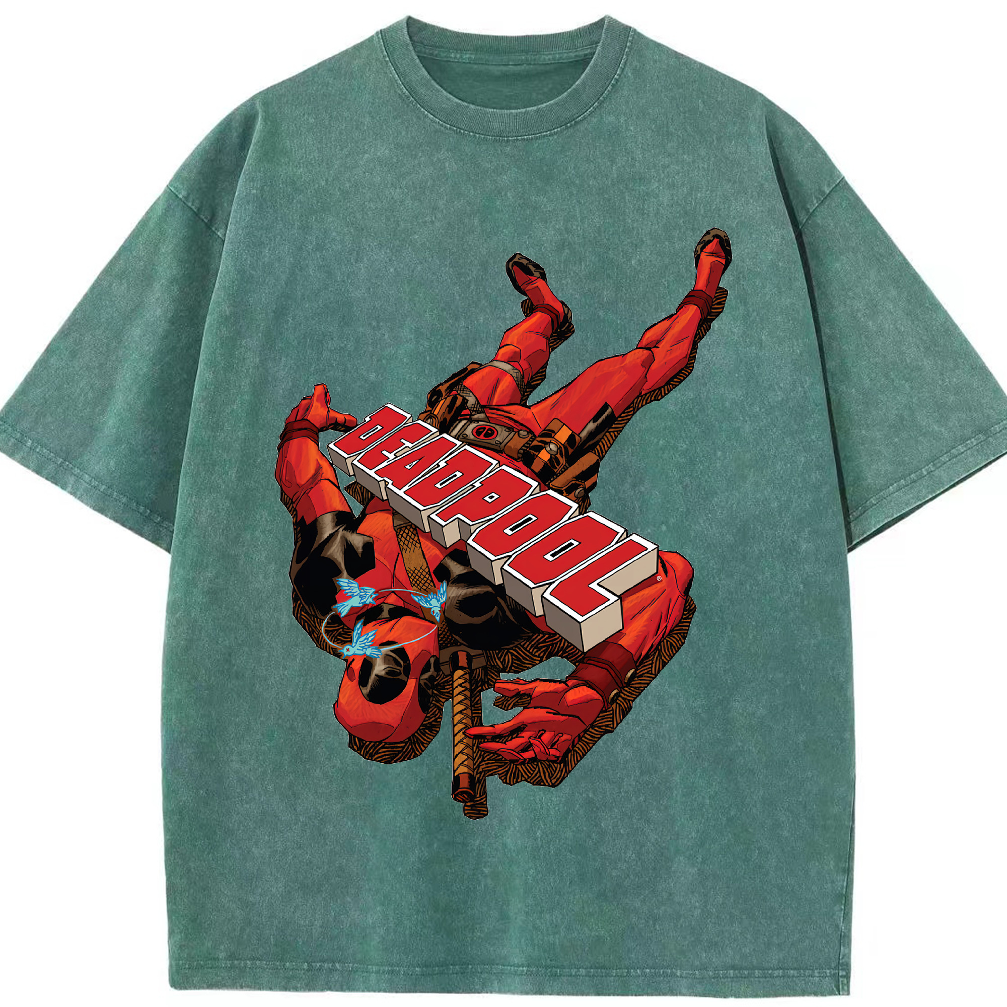 （画像用） Deadpool デッドプール 綿100% ヴィンテージ風 半袖Tシャツ（フロントプリント）